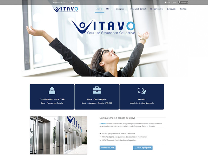 Site web Vitavo, coutier en assurance collective